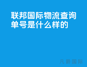 联邦国际物流查询单号是什么样的