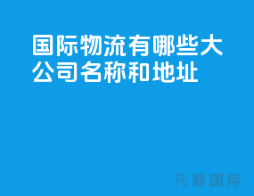 国际物流有哪些大公司名称和地址