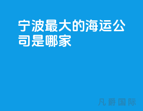 宁波最大的海运公司是哪家
