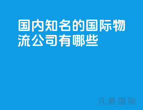 国内知名的国际物流公司有哪些