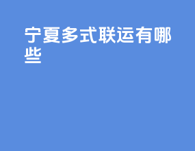 宁夏多式联运有哪些
