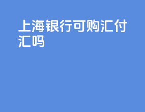 上海银行可购汇付汇吗