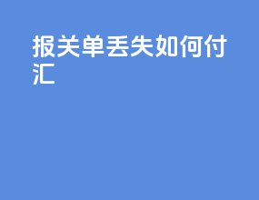 报关单丢失如何付汇