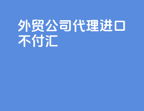 外贸公司代理进口不付汇