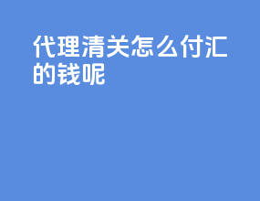代理清关怎么付汇的钱呢