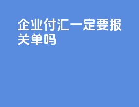 企业付汇一定要报关单吗