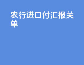 农行进口付汇报关单