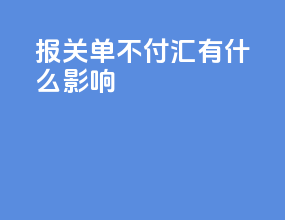 报关单不付汇有什么影响