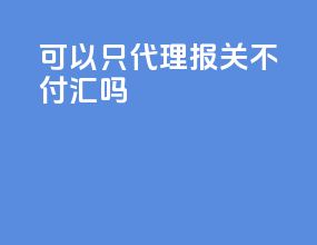可以只代理报关不付汇吗
