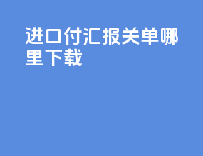 进口付汇报关单哪里下载
