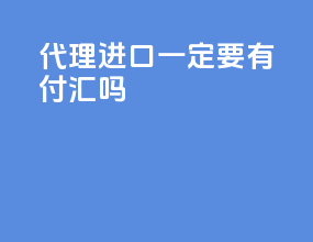 代理进口一定要有付汇吗