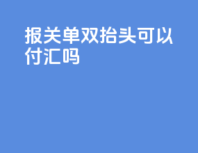 报关单双抬头可以付汇吗