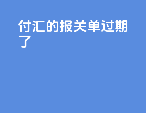 付汇的报关单过期了