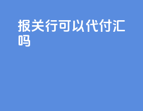 报关行可以代付汇吗