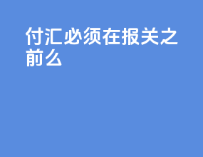 付汇必须在报关之前么