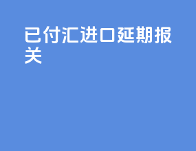 已付汇 进口延期报关