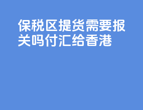 保税区提货需要报关吗付汇给香港