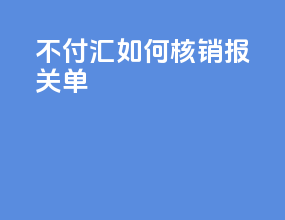 不付汇如何核销报关单