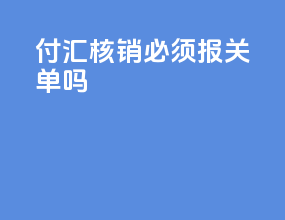 付汇核销必须报关单吗
