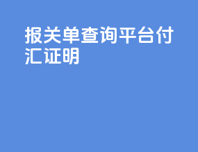 报关单查询平台付汇证明
