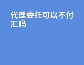 代理委托可以不付汇吗