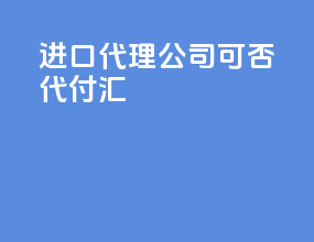 进口代理公司可否代付汇