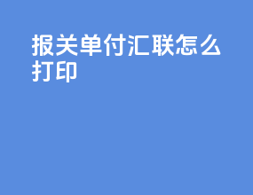 报关单付汇联怎么打印