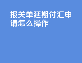 报关单延期付汇申请怎么操作
