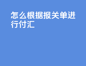 怎么根据报关单进行付汇