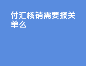 付汇核销需要报关单么