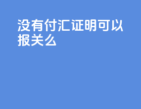 没有付汇证明可以报关么