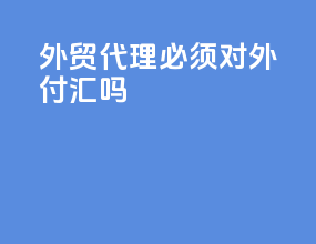 外贸代理必须对外付汇吗