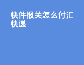 快件报关怎么付汇快递