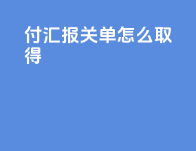 付汇报关单怎么取得