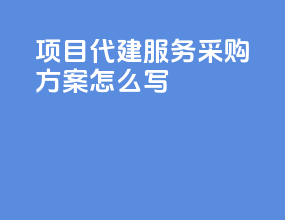 项目代建服务采购方案怎么写