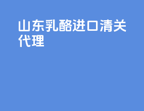 山东乳酪进口清关代理