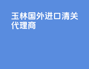 玉林国外进口清关代理商