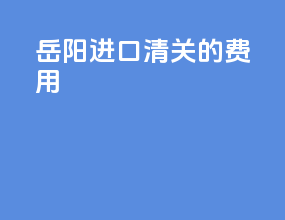 岳阳进口清关的费用