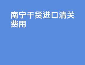南宁干货进口清关费用
