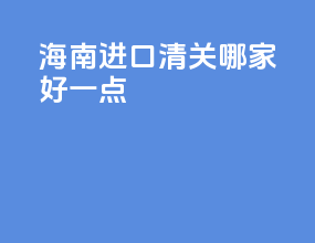 海南进口清关哪家好一点
