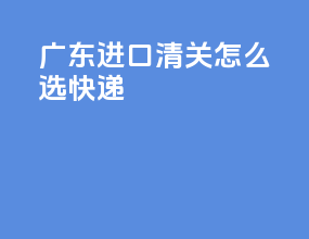 广东进口清关怎么选快递
