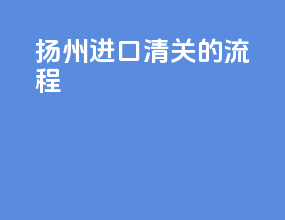扬州进口清关的流程