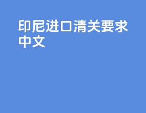 印尼进口清关要求中文