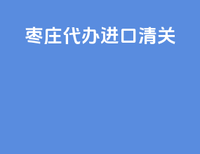 枣庄代办进口清关