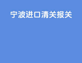 宁波进口清关报关