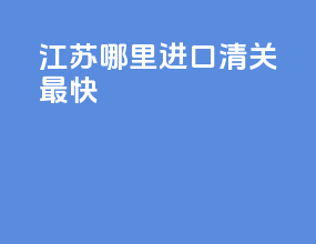 江苏哪里进口清关最快