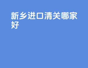 新乡进口清关哪家好