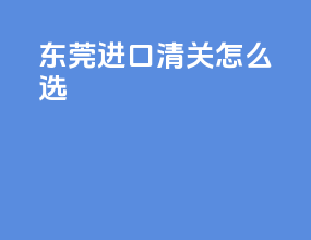 东莞进口清关怎么选