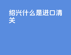绍兴什么是进口清关