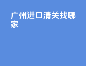 广州进口清关找哪家